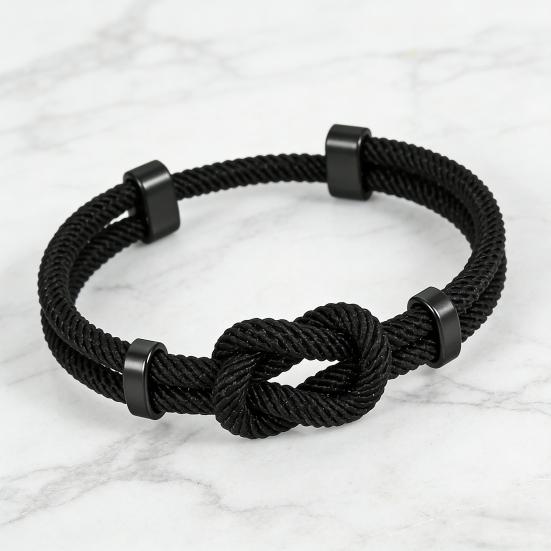 Yousheng Adjustable Men Rope Bracelet Infinity Knot Bracelet Simple Black Rope Bracelet with Card Gift for Husband Boyfriend Brother