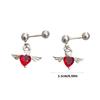 Angel Wing Heart Shape Earrings Stainless Steel Body Jewelry Ear Studs For Casual Or Formal Occasions