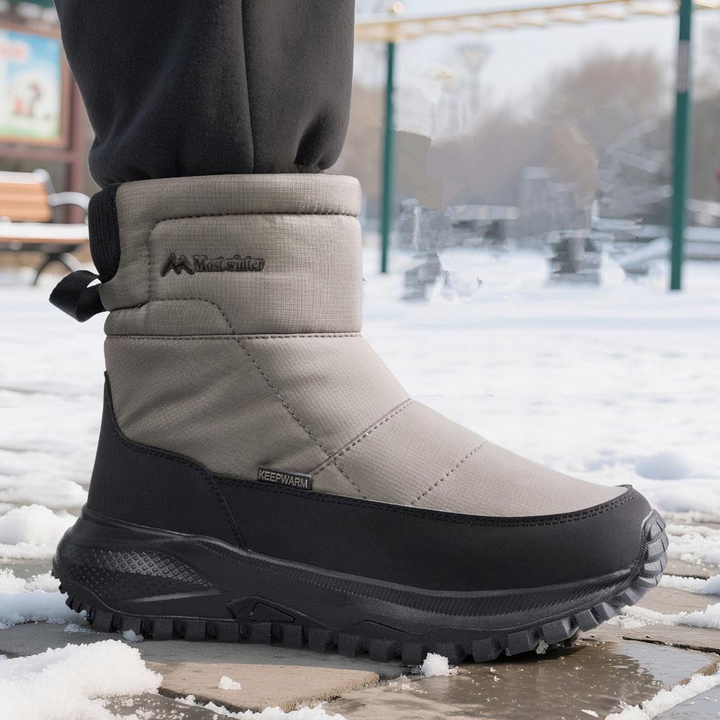 Brand Winter Sneakers Men's Boots Thick Plush Warm Men's Snow Boots Soft Non-Slip Men Ankle Boots Outdoor Waterproof Men's Boots