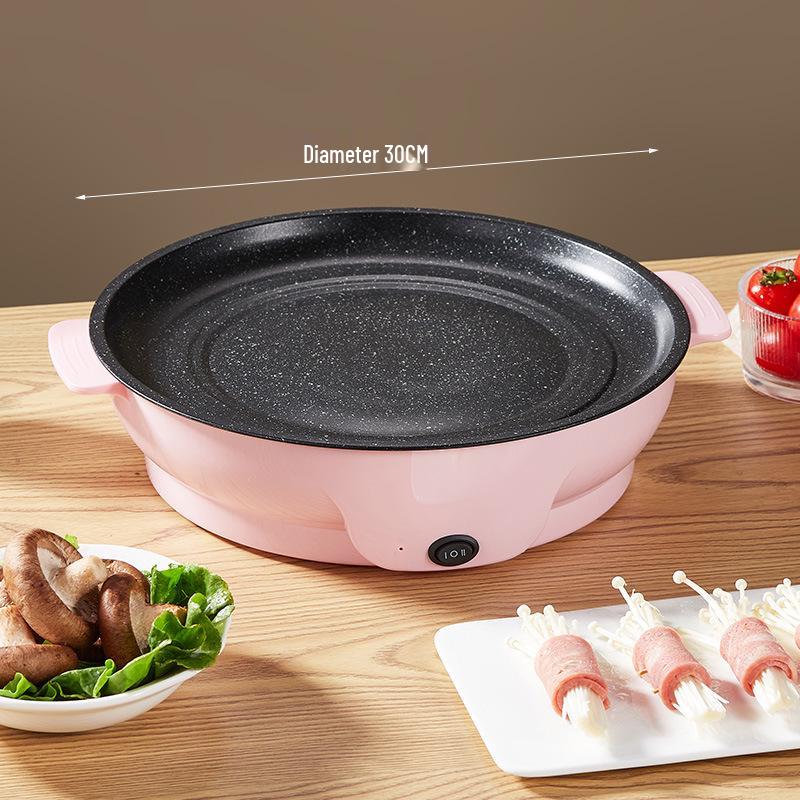 

Многофункциональный портативный электрический гриль: Бытовая сковорода для барбекю и духовка Diameter 30cm розовый