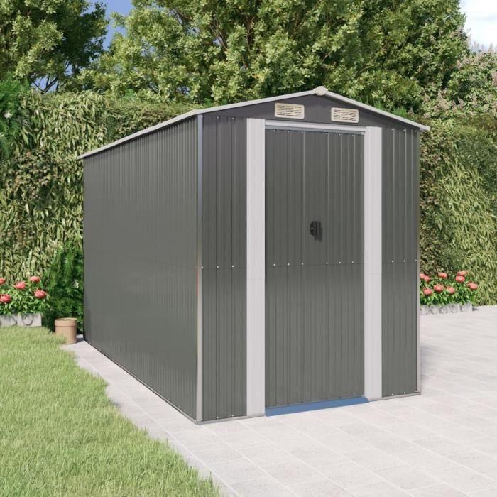 3147440 vidaXL Abri de jardin Gris clair 192x357x223 cm Acier galvanisé