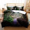 Zelené téma džungle King Queen Full Povlak na přikrývku Lesní stromy Ložní souprava Přírodní krajina Povlak na peřinu Polyesterový povlak na přikrývku