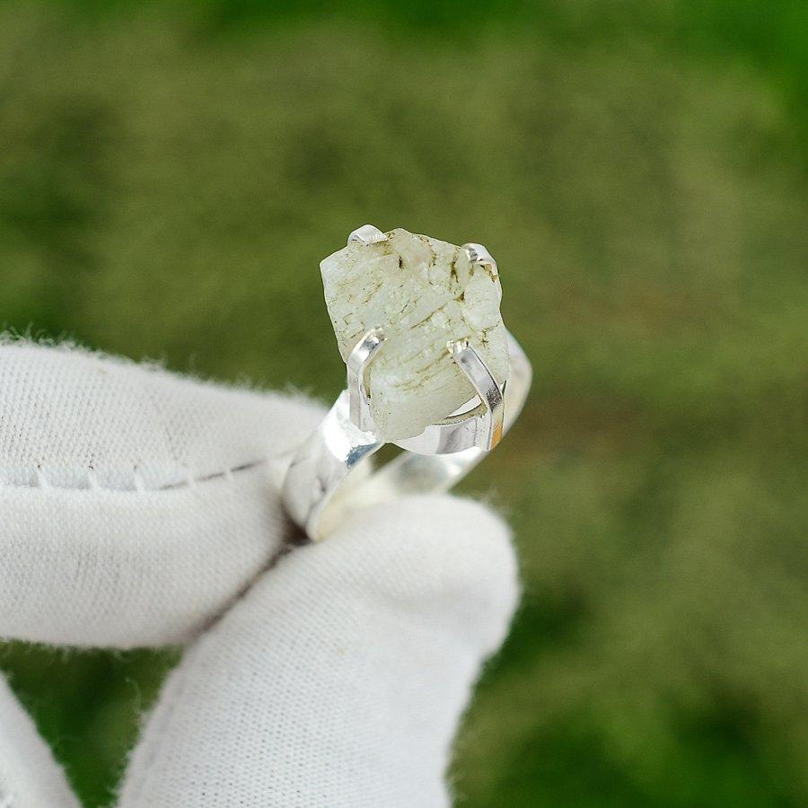 Gift For Her Natural Rainbow Moonstone Multi Stone Ring Size 6.5 925 Silver 6.5