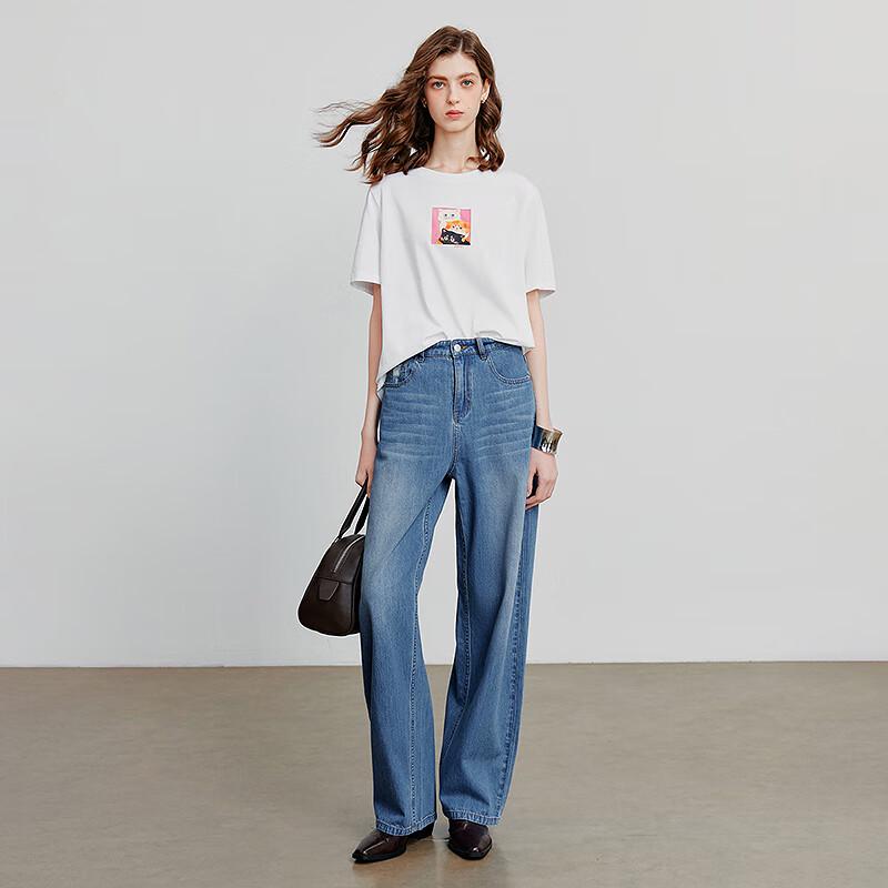 Chuyu Women's Cute Cat Print Cotton T-Shirt