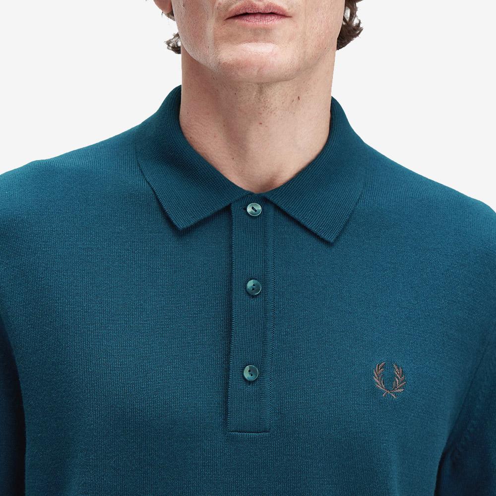 FRED PERRY [Sharp] Long Sleeve Classic Knit Shirt - Dark Petrol Afpm2534535-Z23