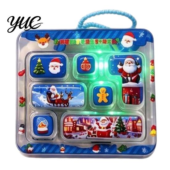 Interactive Plastic Toy Christmas 7-Key Fidget Keyboard Keychain, Light Up Mini Game Toy, Portable Educational Sensory Tool Stress Relief Stocking