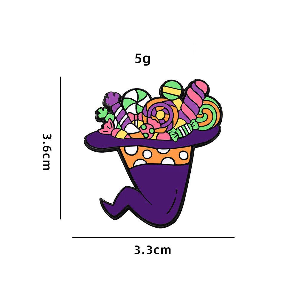 Halloween Ghost Metal Brooches Lapel Pins Candy Wizard Cat Hat Pumpkin Ghost Magic Cartoon Badge Horror Jewelry Friends Gift