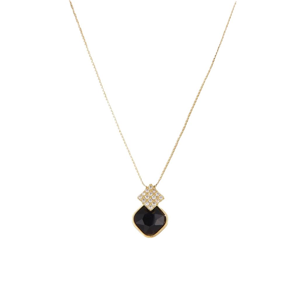 Year Geometric Square Necklace Women'S Light Luxury Simple Atmosphere Micro Pendant Accessories