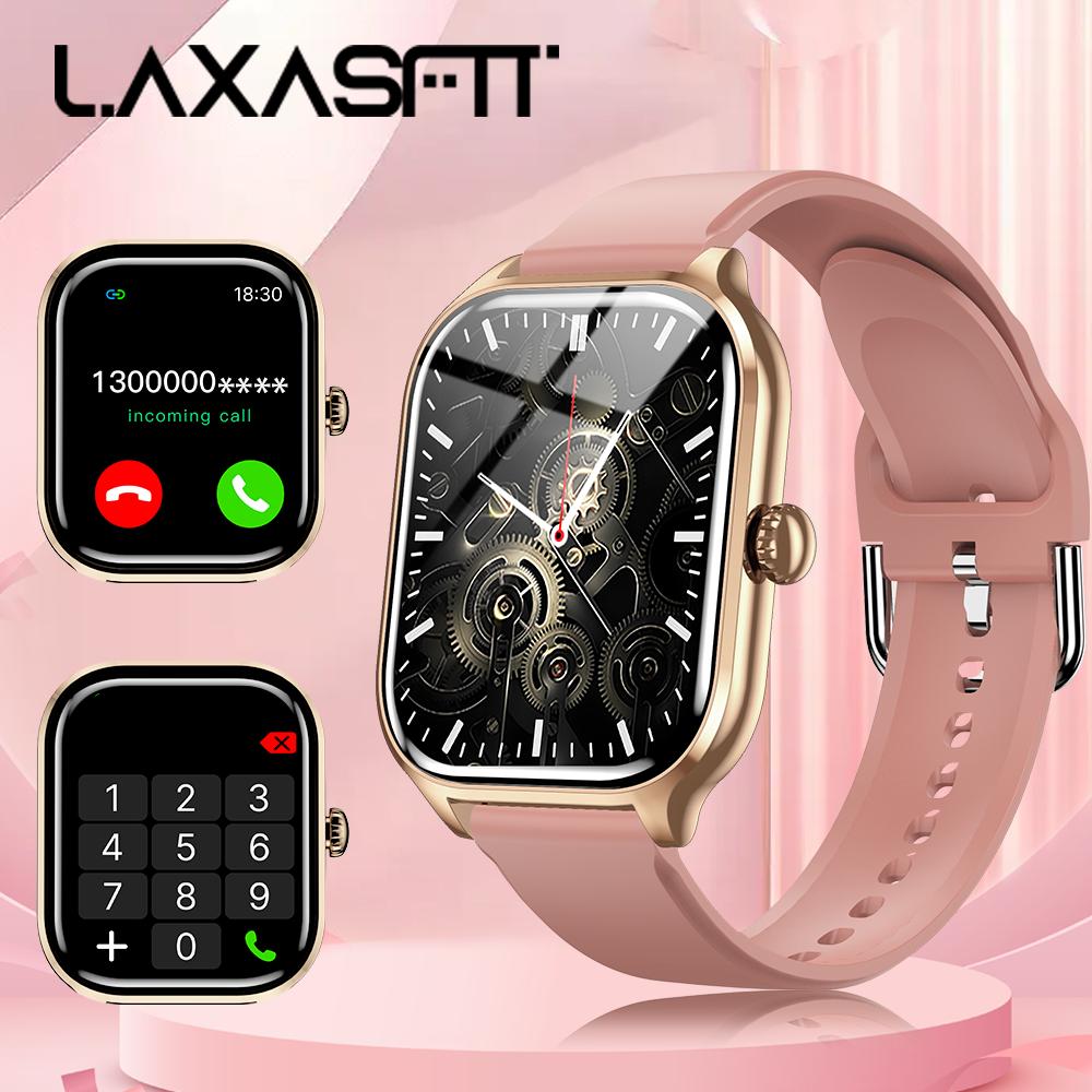 

LAXASFIT New Smart Watch Bluetooth Call Message Reminder 24 Hour Health Monitoring Smart Watch Gift for Men and Women розовый