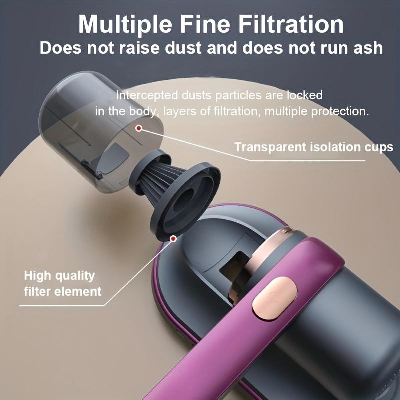 Wireless Bed Vacuum Cleaner with Powerful Suction Low Noise UV Light & Washable HEPA Filter