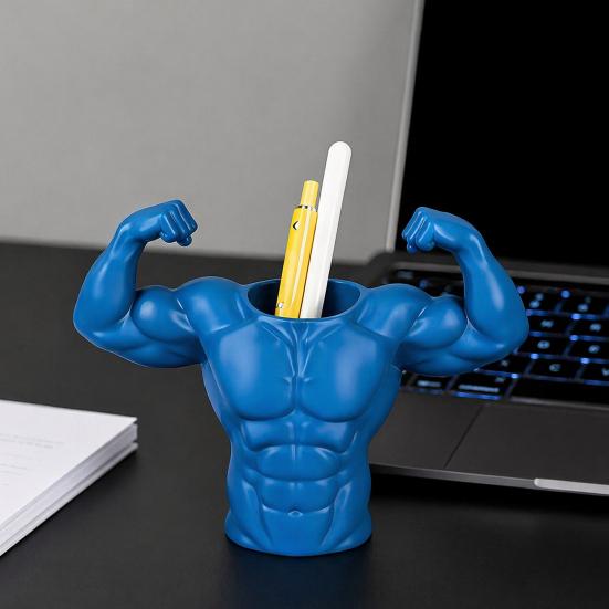Yousheng 3D Printed Pen Holder, Muscular Man Figure, Creative Desk Organizer for Pens And Makeup Brushes, Funny Funny Fitness Enthusiast Gift