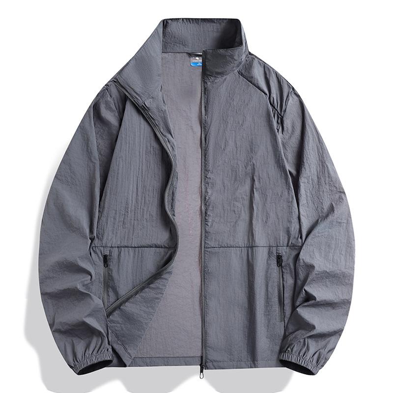 

Новая летняя мужская куртка с воротником-стойкой для защиты от солнца, уличная свободная, для рыбалки, защита от УФ-лучей 2XL