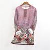 Women's Fashionable Printed Round Neck Long Sleeved Plush Warm Pullover Top