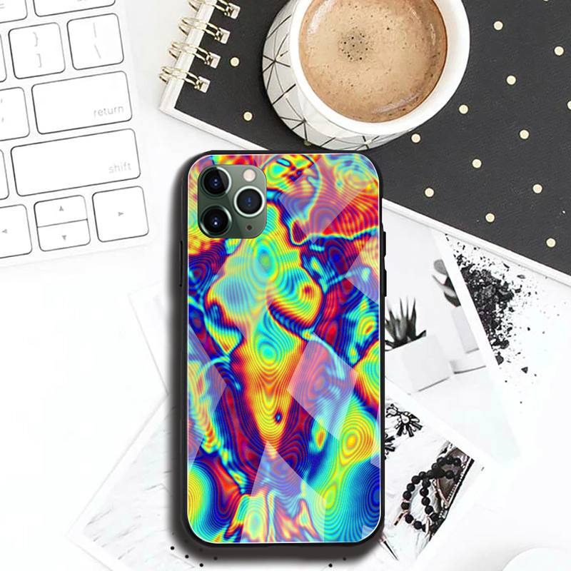 Custodia per Telefono Arte Digitale Amore Trippy Psichedelico Vetro Temperato Per iPhone 12 pro max mini 11Pro XR XS MAX 8 X 7 6S 6 Plus SE case