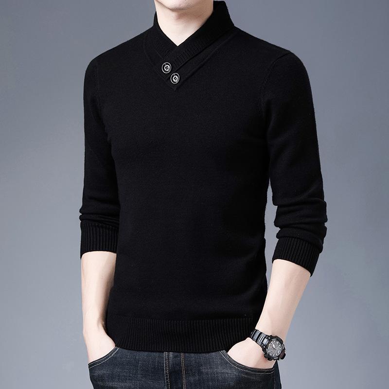 

Autumn & Winter Korean Style Sweater: Men s Long-Sleeve Solid Color Knitwear for Young & Middle-Aged Trends Large