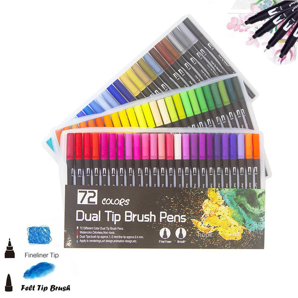132/24 Colors Dual Tips Watercolor Brush Pen Set Art supplies, for Kids Adult Coloring Book Christmas Cards Drawing Markers