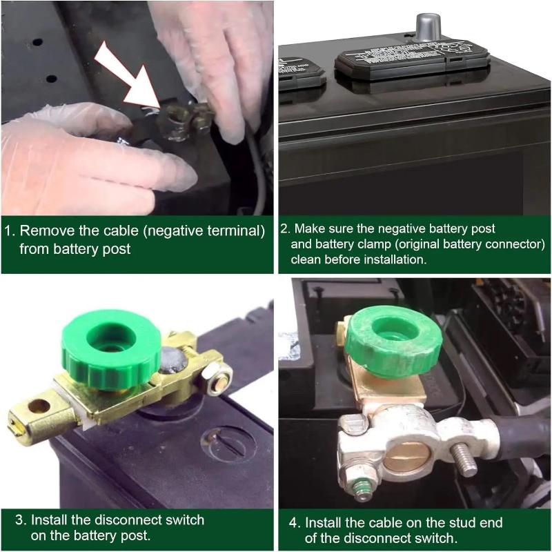 Car Battery Disconnect Isolator Switch Brass Heavy-Duty Quick Cut Off for 12V 24V Marine Boat Truck RV