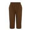 Women's Fashion Color Loose Pocket Elastic Waist Cotton Linen Casual Five Pants
