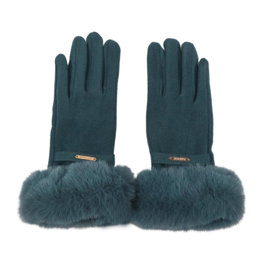 Winter Women Keep Warm Plus Velvet Touch Screen Thicken Plush Wrist Suede Gloves Fashion Personality Elegant Drive Cycling
