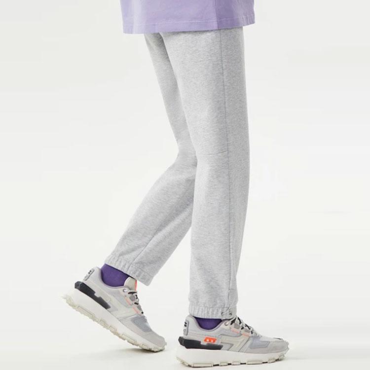 LiNing Solid Color Logo Letter Casual Cuffed Loose Knit Sports Pants Men pants Gray AKLS371-3