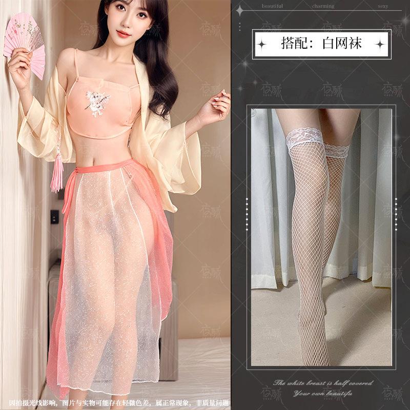 Sexy underwear women's sexy Hanfu ancient clothing embroidery perspective belly pocket bed passion suit hot uniform women