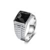 European and American Trendy Jewelry Men's Ring Inlaid with Red and Black Square Diamond Ring