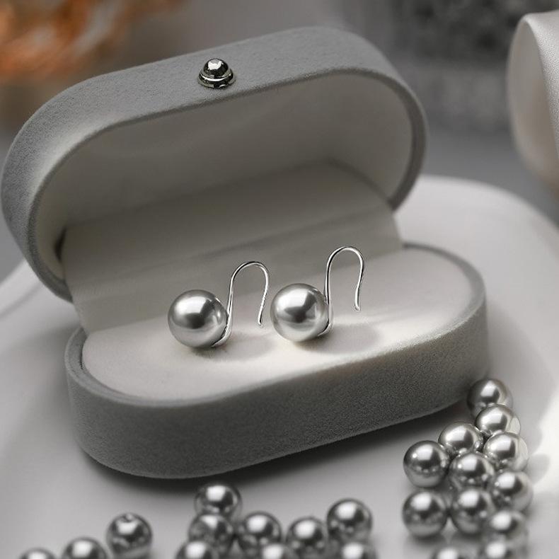 Akoya Gray Pearl & High Heel Ear Hook Earrings for Women - French Classic Austrian Design