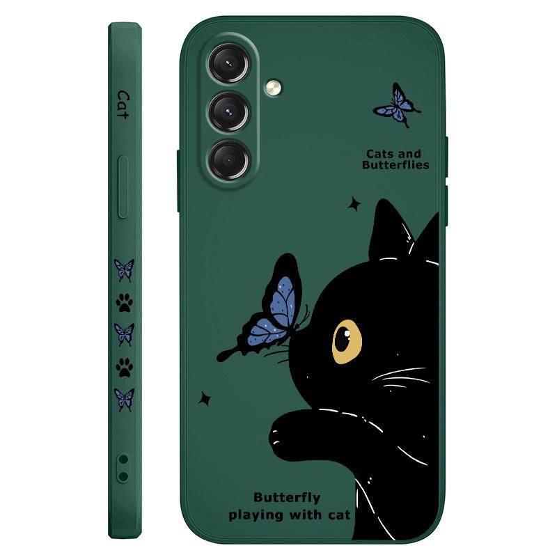 Cat Butterfly Phone Case For Samsung Galaxy S25 S24 S23 S22 S21 S20 Ultra Plus FE S10 Note 20 ultra 10 9 Plus Cover