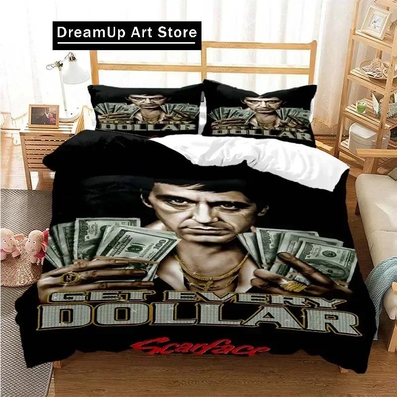Tony Montana Scarfaces Bedding Set Boys Girls Twin Queen Size Duvet Cover Pillowcase Bed Kids Adult Home Textileextile