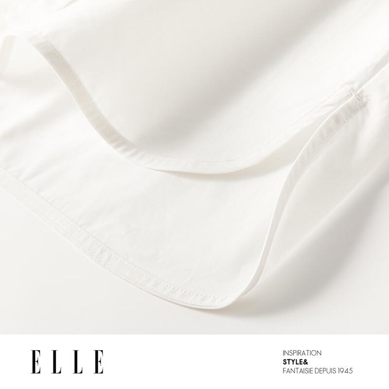 ELLE Women's French Style Pure Cotton Drawstring White Shirt