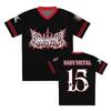 Unisex Trikot V-Ausschnitt Sportshirt Schwarz Rote Borte Kurzarm T-Shirts Gothic Dark Metal Grafikdruck T-Shirt Oberteile