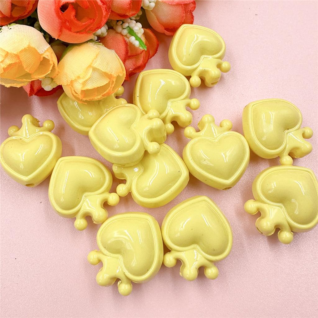 Home Party Supplies Crown Heart for Bracelet Necklace Accessories Jewelry DIY 12pcs Loose Beads Charms 21.4*24.4mm Pendants Material With Hole