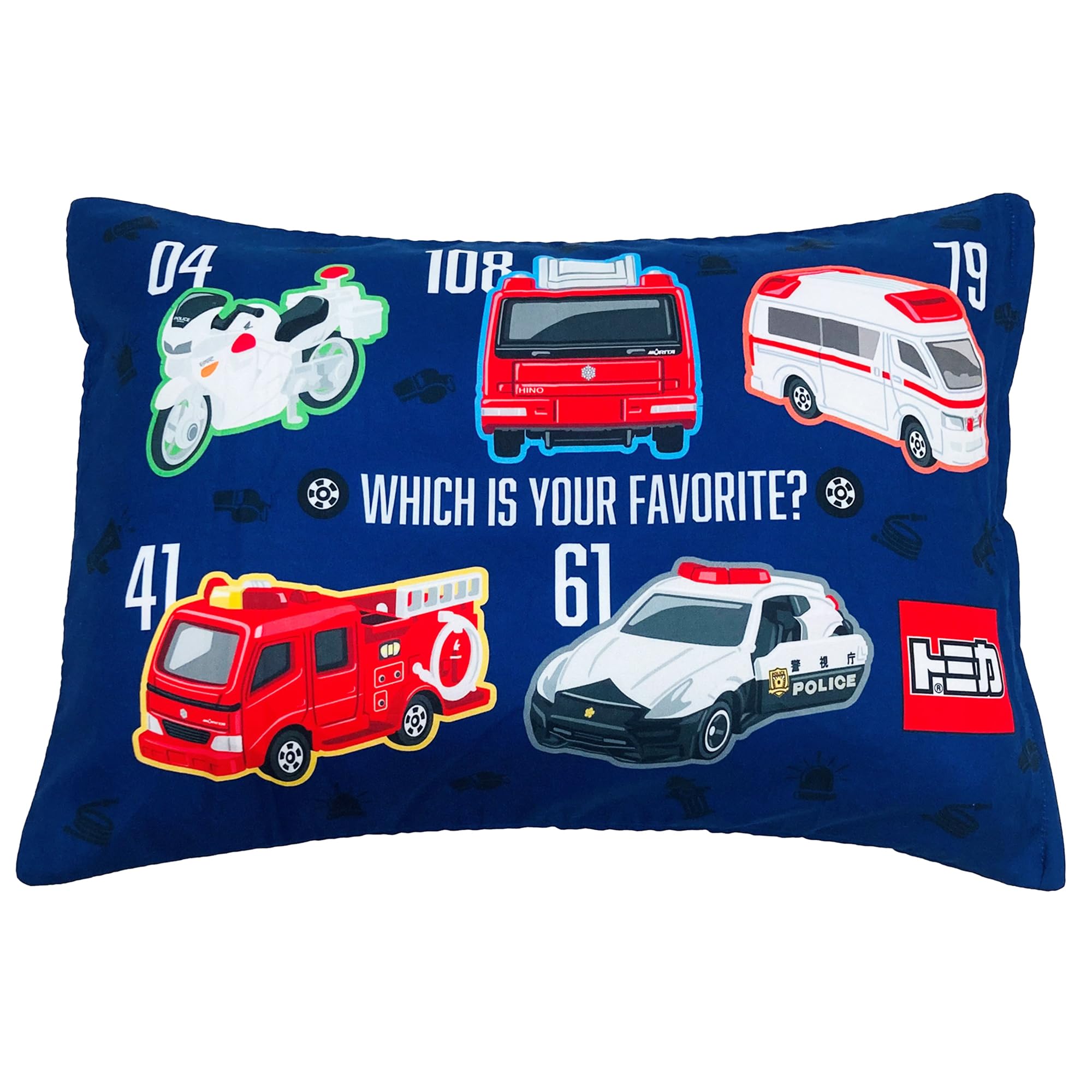 

MORIPiLO Tomica Pillowcase Emergency Vehicle Soft Peach Junior Size for Plush Toy Police Fire by Morishita Makura (Tomica Skin) Kids, Blue, 35x50cm,