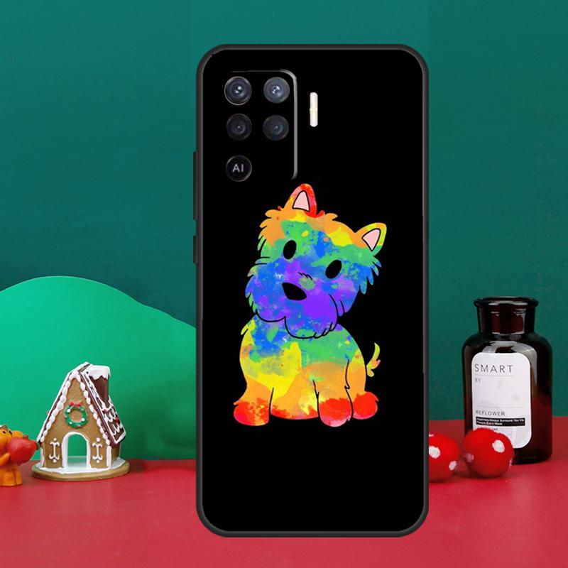 Cartoon Westie Hund Hülle Für Oppo A15 A6 A5 Pro A17 A57 A54 A74 A94 A16 A76 A96 A40 A60 A80 A18 A38 A58 A78 A98
