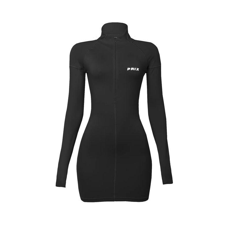 

Prix Fashion Style Slim Fit Slimming Long Sleeves Dress 2023 Zipper Cardigan High Waist One-Step Skirt Sexy Style Black S