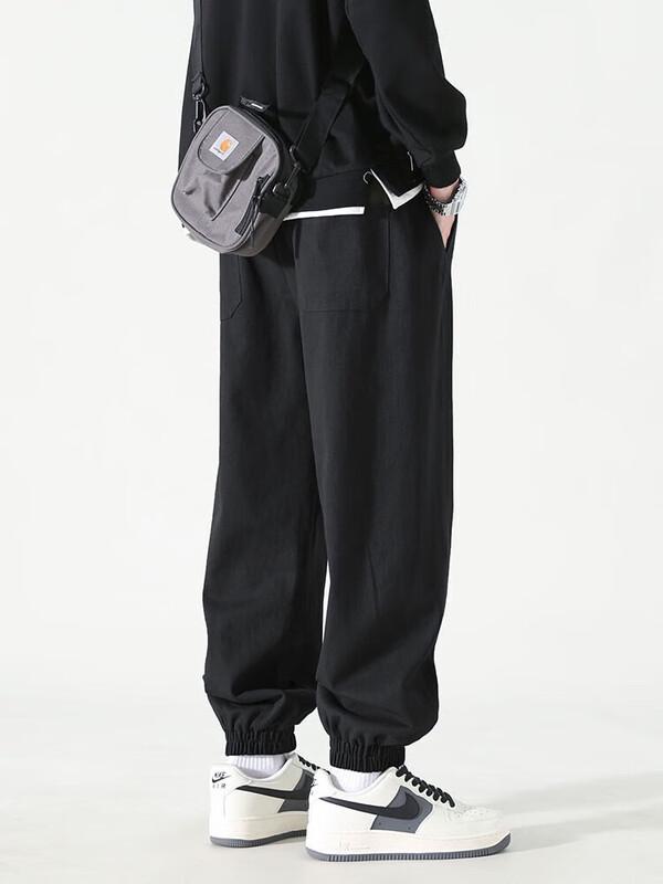 Dingfengbaoluo Men's Japanese Style Loose Fit Workwear Jogger Pants