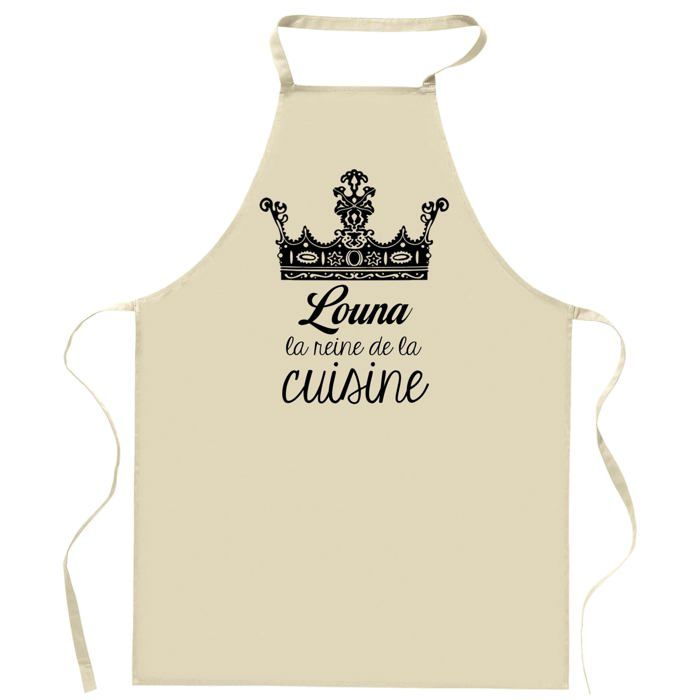 Tablier de cuisine - Louna - Reine de la Cuisine - Coton résistant - Impression France