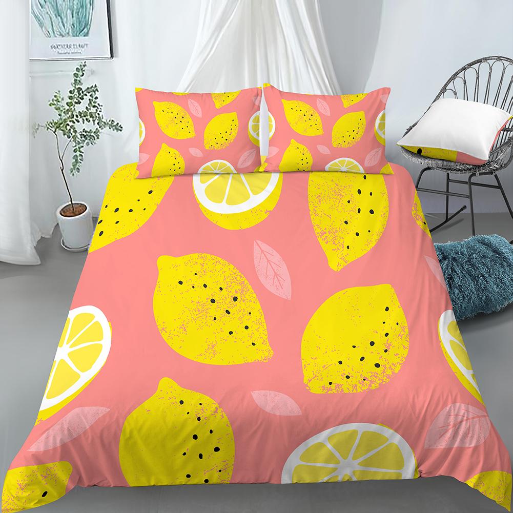 Lemon Duvet Cover Set Fruit Theme 2/3pcs Bedding Set Queen King Size Quilt Cover Microfiber Comforter Cover For Kids Teen Adult