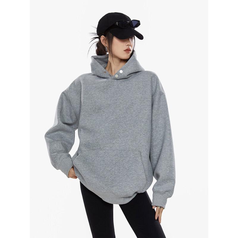 ICH MODE Women's American Retro Loose Hooded Sweatshirt