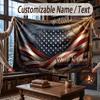 American Patriotic Theme Throw Blanket Custom Name Text Personalized Blanket Soft Cozy Blanket for Home Sofa Bed