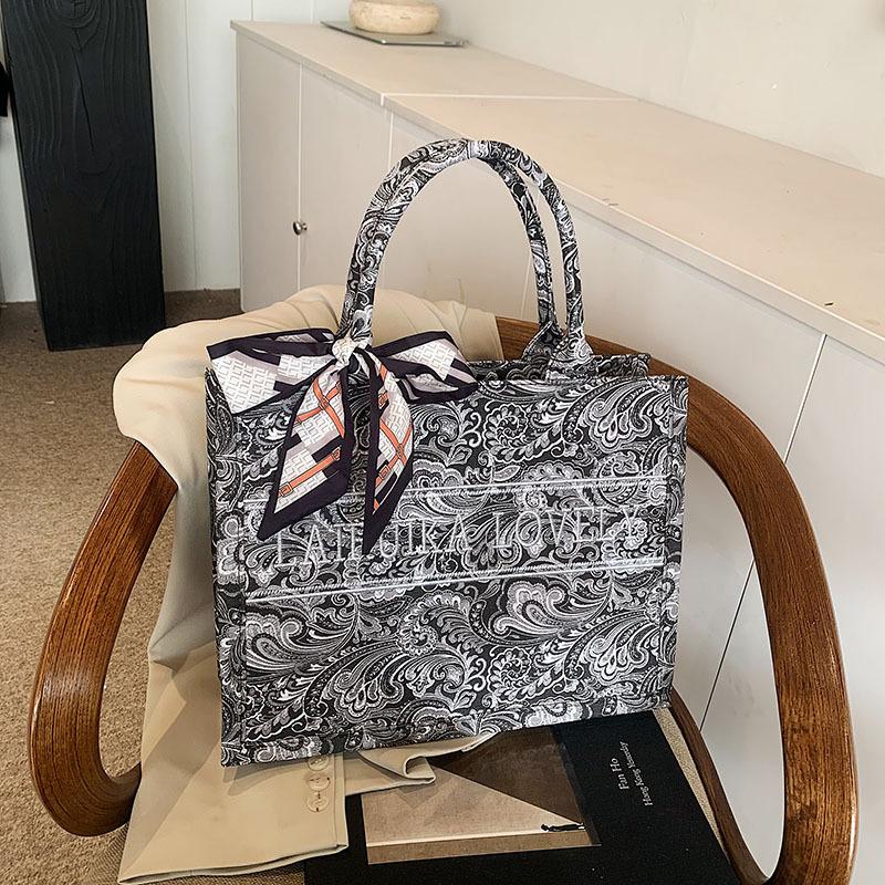 Wucifang Bags Women's Black Handheld Large Bag New Large-Capacity Fashion Shoulder Bag Tote Bag