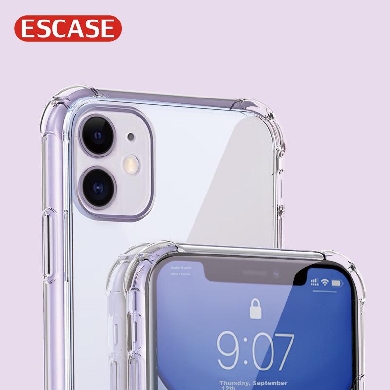 ESCASE IPhone 11 Case, Transparent Shockproof Full Protection Airbag Dual-Layer Anti-Yellowing German Imported Bayer TPU, High Transparency
