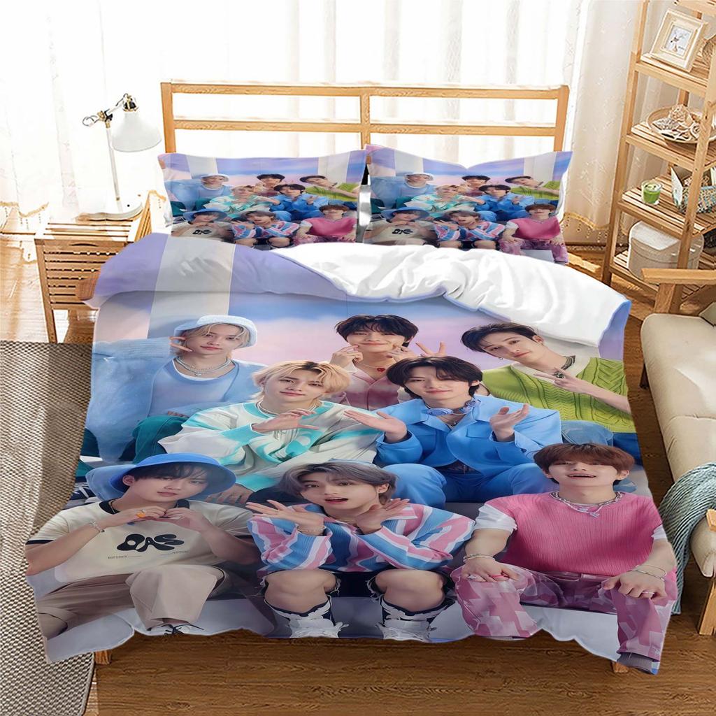 Stray Kids Digitaldruck Bettwäsche-Set Dreiteilig 3D-Druck Dreiteiliges Set