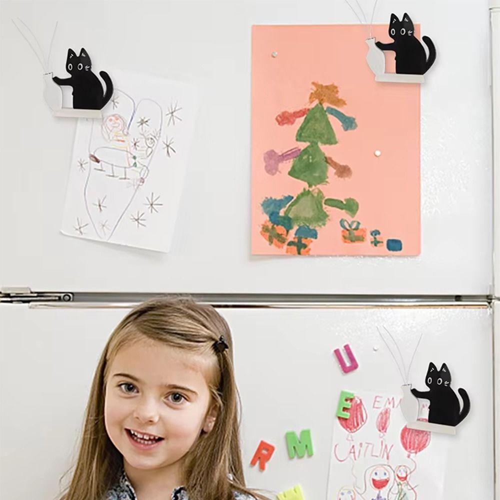 Svart Katt Skjuter Katthårssamlare Kreativ Kylskåpsmagnet Vas Dekor Pälssamlare