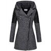 Women Hooded Mid Length Warm Windbreaker Coat with Oblique Zipper Woolen