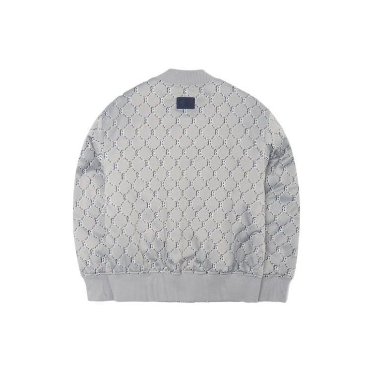 MLB Plaid Logo Print Zip Long Sleeve Jacket Men jackets Gray 3AJPM0121-43MGS