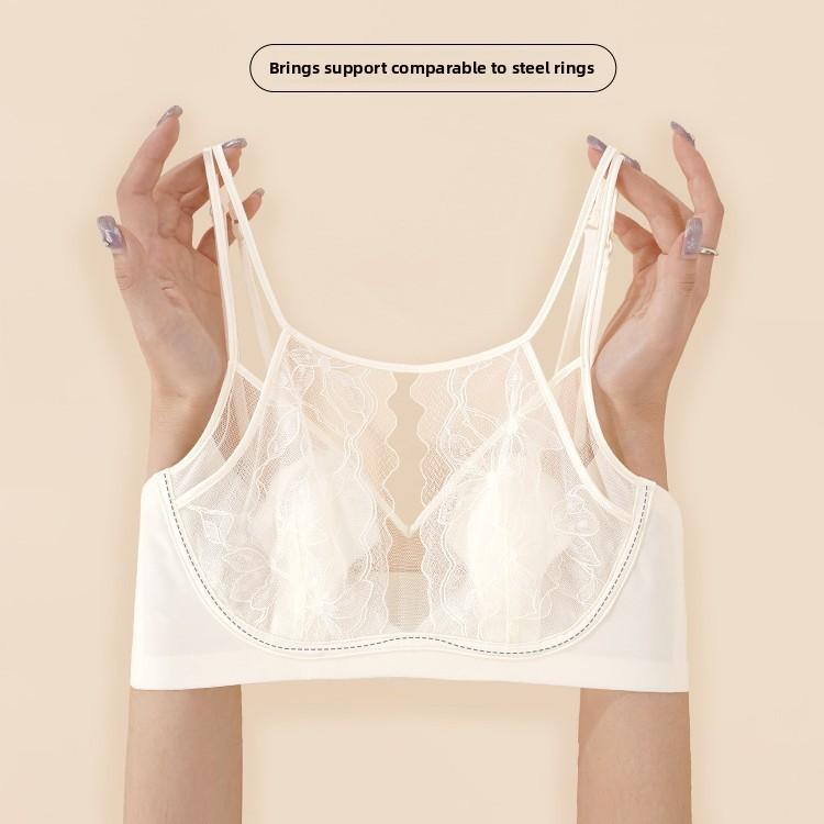 Women's Summer Thin Sexy Lace Breathable Big Bosom Show Small Anti Dropper Underwear