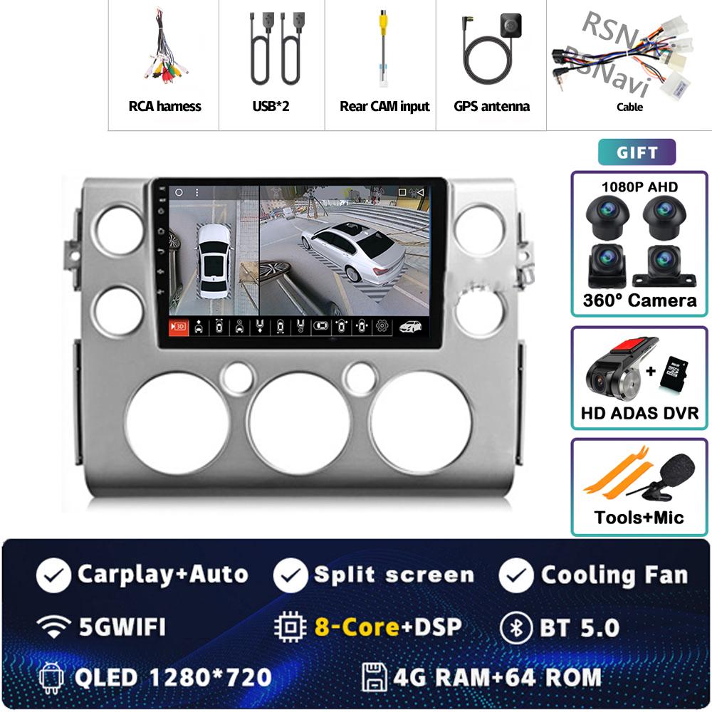 Android 14 Carplay Auto For Toyota FJ Cruiser J15 2006 - 2020 Car Radio 4G WIFI Player Multimedia srereo Navigation Video GPS BT