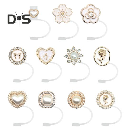 1/11Pcs  Straw Cap for Cup Faux Pearl Straw Topper for 30&40 Oz Tumbler Reusable Dust-Proof Straw Tips Lids Protectors Reliable Beverage Cover