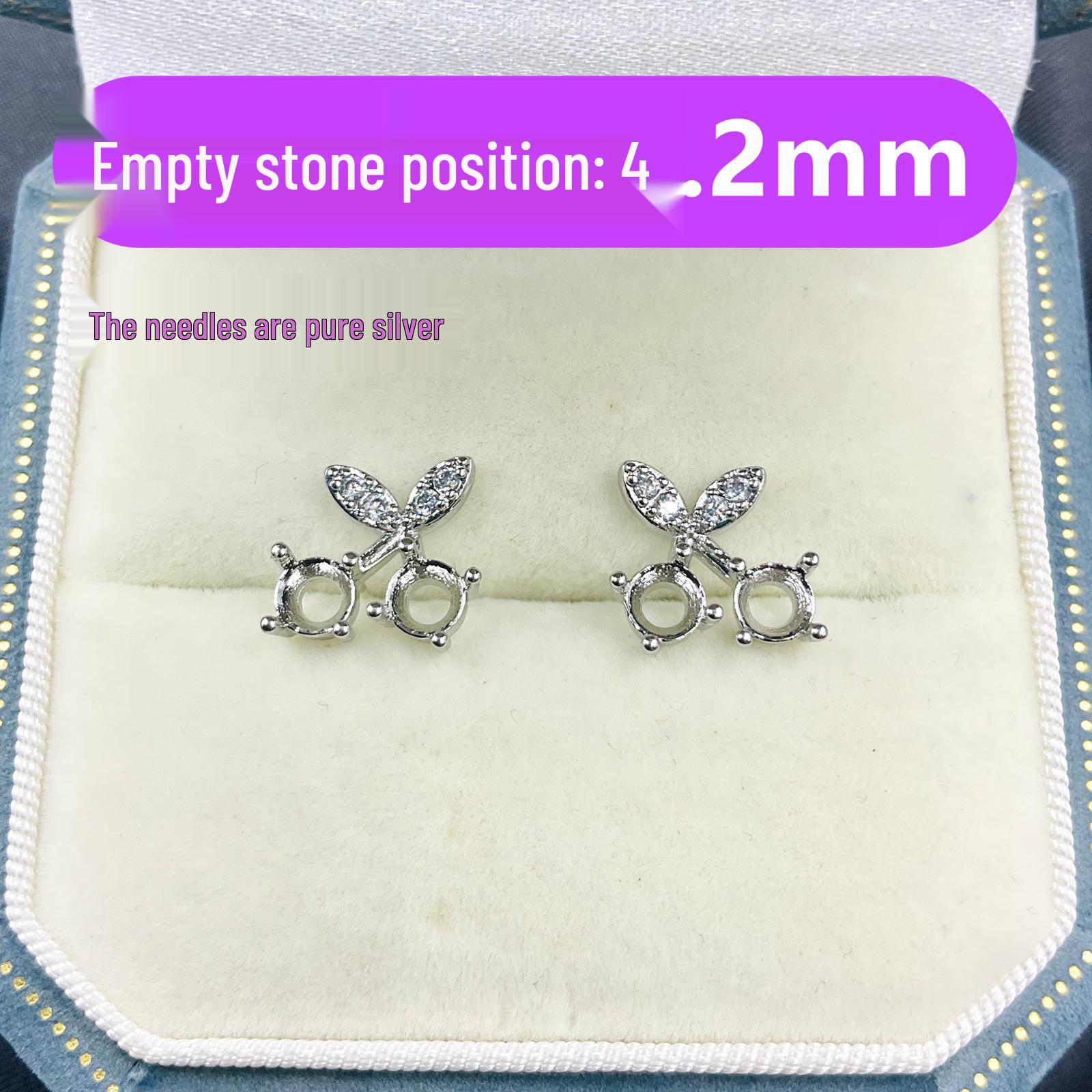 Серьги-гвоздики с вишней: Алмаз Huazi 6,2 мм, Стерлинговое серебро S925, Милые гвоздики для хряща